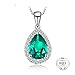 Produktbild WUFANGFF Water Drop Erstellen Emerald Halskette Anhänger Massiv 925 Sterling Silber 45 cm Venezianerkette Mode Hohe Schmuck Einfach Mode