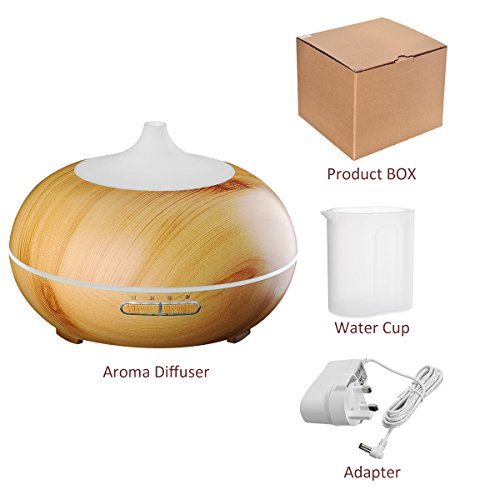Aroma Diffuser, EIVOTOR 300ML Luftbefeuchter Multifunktion Holzmaserung Ultraschall Öl Duftzerstäuber Humidifier Aromatherapie Duft Diffusor Abschaltautomatik Befeuchter mit 7 LED Farbwechsel Licht elektrisch Duftlampe verschiedenfarbigem Licht Night Light Mute Colorful Lamp Light Atomization Nano-Atomization Technology + 3 Modi Zeitschaltuhr 1/3/6 Stunden sicher und leise für Yoga Kinderzimmer Schlafzimmer Wohnung Wohnzimmer Krankenhaus Toilette Büro Konferenzraum Beauty-Salon Babies Kinder usw - 8