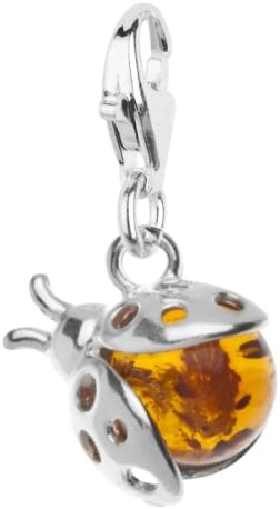 InCollections Sterling Silver Ladybird Charm with Amber Stone