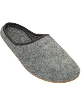 Filzpantoffeln Hausschuhe aus Filz mit Gummisohle Filzlatschen Unisex Damen Herren Grau FD01