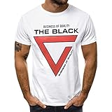 Yvelands Herren T-Shirt Beiläufiger dünner Buchstabe der Art- und Weisemänner gedrucktes Kurzarm Bluse Weste Tops(White,XXXL)