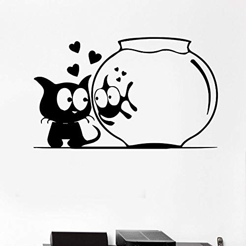 Preisvergleich Produktbild Dekoration Katze Fisch Aquarium Wandaufkleber Tiere Wandtattoos Kinderzimmer Wandkunst Wand Wohnzimmer Tapete 69 * 42 cm