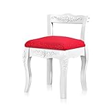 hocker schemel shabby Farbe: Weiß / Rot Melko Polsterhocker 66CM Hocker Sitzhocker für Schminktisch Frisierkommode Weiß Landhaus