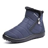Gracosy Bottes de Neige Femme Fille, Bottines de Pluie Imperméable Fourrure Chaude Boots Hiver Fourrée à Talons Plats Chaussures Ville Confortable Après Ski