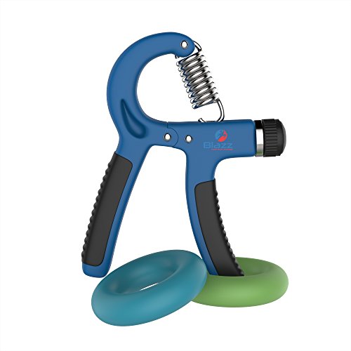 Blazz Unterarmtrainer Set – Fingerhantel mit verstellbarem Widerstand + 2 Grip- Ringe in verschiedenen Stärken – Bonus: Trainingsplan - 5