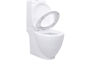 Susany WC Keramik Toilette Stand-Toilette Bodenstehende Stand-WC Toilettensitz WC-Sitz WC-Schüsseln Bad, Soft Close Mechanismus, Badezimmer Rund Senkrechter Abgang Weiß, 39 x 66 x 84 cm