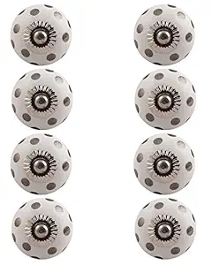 8 Pieces Cabinet Hardware | Ceramic Fancy Drawer Pulls | Silver Kitchen Cabinet Drawer Handles | Dot Door Knobs Handle Drawer Kitchen | 3.81 cm Knobs