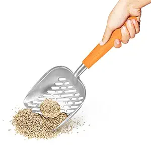 Meric Large Cat Litter Scoop, Life Transforming Cat Scooper, Reduces Hand Fatigue, Saves Clear Litter, Makes Scooping Faster and Easier, Orange, 1 pc