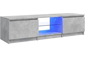 vidaXL Mobile Porta TV con Luci LED Grigio Cemento 140x40x36 cm