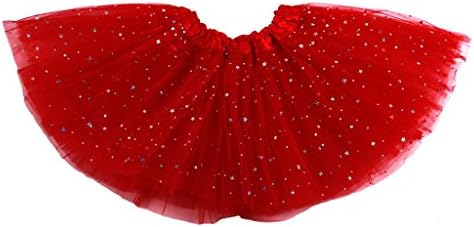 Tante Tina - Tulle Skirt "Stella" for Girls - Tutu with Glittery Stars - Petticoat Ballet - Red - One Size