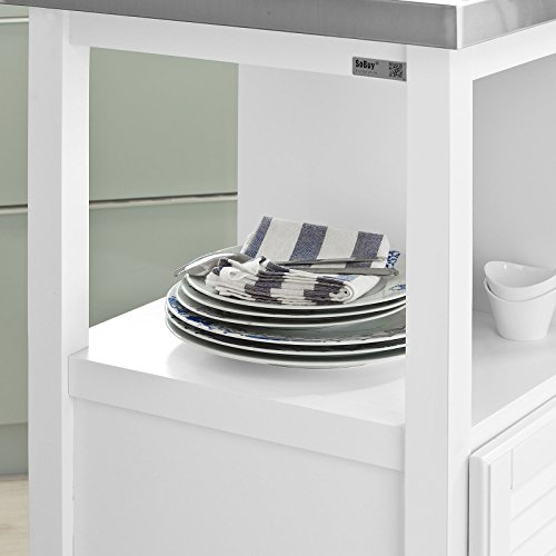 SoBuy® Servierwagen, Küchenwagen,Küchenregal, Rollwagen mit Edelstahlplatte, FKW37-W - 5