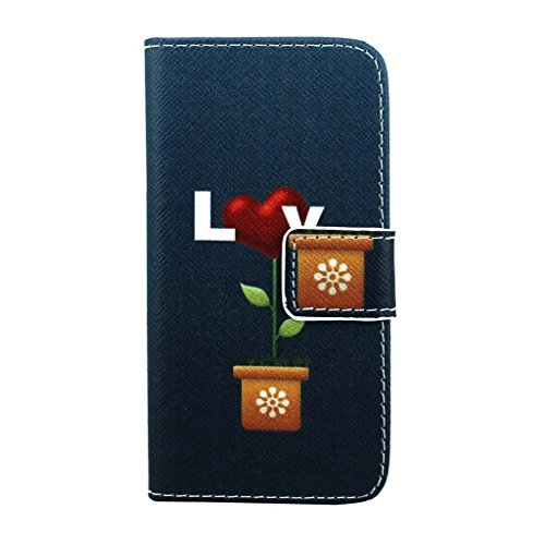 Uming Multi Pattern Design Imprimer cas PU-cuir pour SAMSUNG S7392 GALAXY TREND LITE Fancy impression Colorful tirage Patterns Flip étui en cuir avec bouton magnétique stand Stander Titulaire Free Hand carte de crédit fente Wallet Magnet Moraillon Boucle Shell protection Mobile Cell Phone Cover Case Sac + 1 x anti-poussière plug - Love Potted