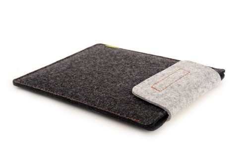 ALMWILD® Hülle Case iPad, iPad Air / Air 2 und 9.7″ und iPad Pro 9.7mit / ohne Smart Cover, Galaxy Tab A. Natur- Filz – Sleeve in Schiefergrau, Schwarz. Verschluß in Alpstein- Grau. iPad Air Tasche aus bayerischer Manufaktur - 3
