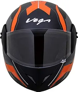 Vega Cliff Dx Adventure Motorbike Helmet (Matt Black and Orange, Medium)