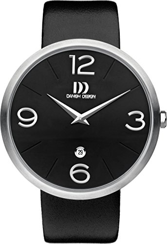 Danish Design Men'Herren Quarzuhr mit schwarzem Zifferblatt Analog-Anzeige und schwarzem Lederarmband DZ120321 Danish Design Men'Herren Quarzuhr mit schwarzem Zifferblatt Analog-Anzeige und schwarzem Lederarmband DZ120321
