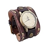 YHLU Herren Armband Lederarmband, mit verstellbare Vintage Manschette Armbanduhr, Unisex 9.4 Zoll,Brown