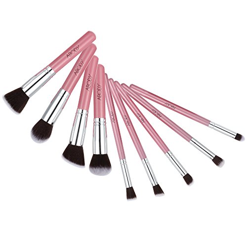 Abody 9St Make-up Pinsel Set Augenschminke Bürsten Professionelles Kosmetik Werkzeug Rosa - 6