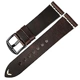Watchbelt Vintage Lederband Uhrenarmband Fettleder Uhrenzubehör Armband 20Mm-24Mm Rotes Armband für Longines Dunkelbraun B 20mm