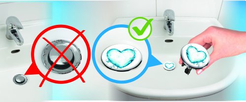 WENKO 21023100 Waschbeckenstöpsel Pluggy® XL Chrom – Abfluss-Stopfen, für alle handelsüblichen Abflüsse, Kunststoff, 6.2 x 6.6 x 6.2 cm, Mehrfarbig - 2