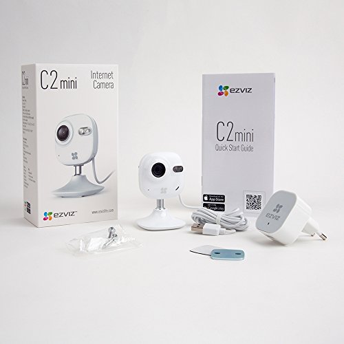 EZVIZ C2mini IP Telecamera di Sicurezza, 720P HD, 2.4Ghz Wi-Fi Interni Videocamera con Audio Bidirezionale, Baby Monitor del Bambino & Animale, Visore Notturno