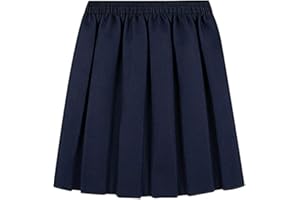 ZRWASKA® Girls Back to School Uniform Skirt - Box Pleated - Elasticated Waist Round Bottom Skirt Uniform | Age 4-18 Years