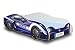 Produktbild Best For Kids Autobett 80x180 cm in zwei Farben mit Lattenrost und Matratze 10 cm + Name des Kindes als Auto-Schild! (Blau)