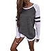 Produktbild Pullover Patchwork Bluse Mode Langarmshirts Spleißen Hemden Rundkragen Pulli Beiläufig Damen Tops Frauen Blusen Kapuzenpullover Hemd Sweatshirts Shirt Kleidung Bekleidung Elecenty (Dunkelgrau, 4XL)