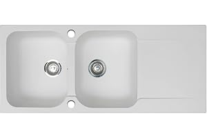 Essebagno Lisse fregadero reversible 2 cubetas 1 escurridor en resina blanca