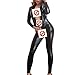 Produktbild Catsuit Sexy Overall Erwachsener Cosplay Kostüm Damen Catwoman Overall PVC Glanz Wetlook Leder Clubwear Body Hosenanzug Reißverschluss Geöffneter Schritt Langarm Playsuit Jumpsuit Bodysuit Schwarz M