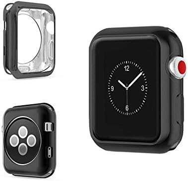 Ivylife Apple Watch Case 42mm for iWatch Series 1/2/3 TPU Screen Protector Case for Anti-Shock Protection, Full Cover Case Fine - Black