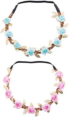 Espoy Exquisite Flower Headband Wedding Crown Head Wreath Bridal Hair Accessories Floral Headpiece for Girls Women #1