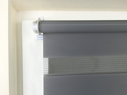 Rapid Teck® Duo Rollo Doppelrollo Grau 60cm x 150cm ohne Bohren Klemmfix Seitenzugrollo Kettenzugrollo Vario Jalousie - 6