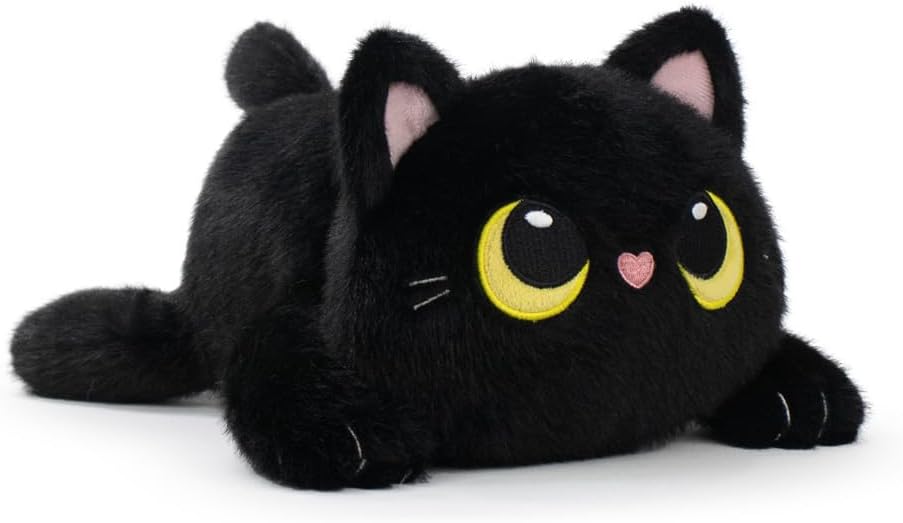BARRADO - Peluche Gato Negro Tumbado - Mushy Friends - 28cm - 16002966 (Gato)