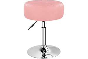 BFTOU Rosa 12,4 cm tjock sminkpall rund PU-läder svängbar höjd justerbar sminkstol ottoman för sovrum vardagsrum spa salong shop liten