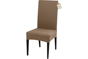 FIGOOO Stuhlhussen 2er Set Stretch Stuhlhussen für Esszimmerstühle Elastisch Moderne Universal Stuhlbezug für Restaurant Hotel Bankett Party Deko(Erdiges Braun,2er Set)