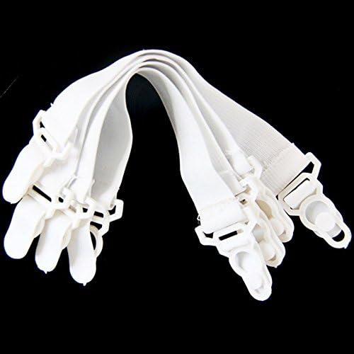 Vnfire 4pcs Fitted Bed Sheet Mattress Grippers Suspenders Elastic Garter Fastener Holder Clips Straps Rubber Button Hook White
