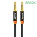 Produktbild 3.5 mm Hochwertiges Audio Kabel, Asscom® 3.3ft / 1 M [2-Pack] Mann zum Mann 3.5mm Universal-Gold-Wohnung Audio Stereo Kabel/Audiokabel für [Alle 3,5 mm-fähigen Geräten] iPhone 6 / 6Plus / 5s / 5 / 5c / 4S / 4, iPad, iPod, Samsaung Galaxy, Samsung Note, HTC M9, Kindle, Android, Smartphone, Tablet und MP3-Player und Beats Kopfhörer, iPods, iPhones, iPads, Stereoanlage, Autoradio und mehr (Black 2-schwarz).