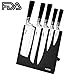 Aicok Magnetischer Messerblockset, Messerset Mit Magnetischem Messerhalter, 6-tlg, Rostfreier Spezialstahl Messerblock Set mit Magnetischem Messerbrett, Schwarz