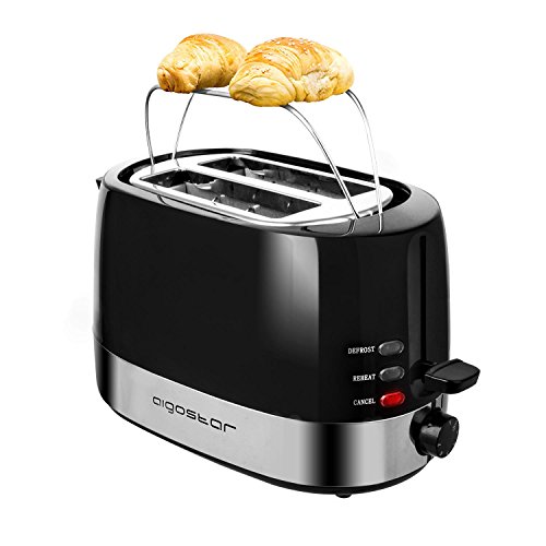 Aigostar Brotchen Black 30HIL – Toaster mit zwei Toastkammern, schwarz. 850 Watt. BPA-frei. Exklusives Design. - 6