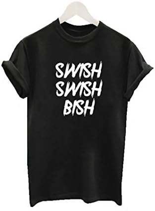 Milly Rose Swish Bish Katy Perry Nicki Minaj Womens Slogan White Black T Shirt Tee Tshirt (XXL, Black)