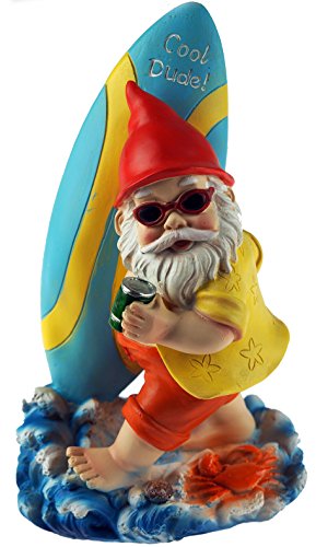 Große 25 cm COOL Dude Gnome Garden Ornament – Surfen/Bier Design - 2