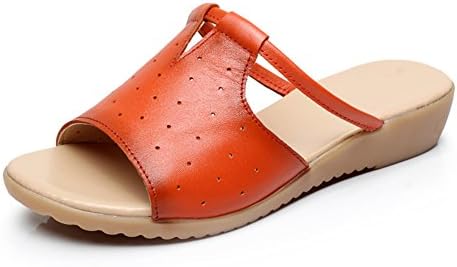YEDANI Beef tendon in spring and summer The end of Lady Sandals Word wedges flat slippers-C Foot length=24.8CM(9.8Inch)