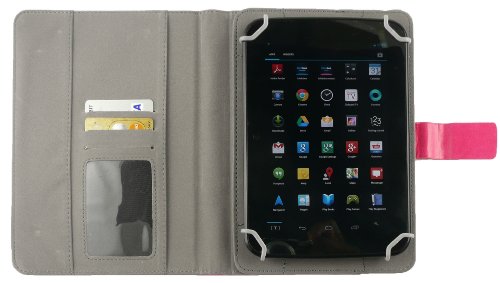 Emartbuy® Denver TAQ-70222 7 Zoll Tablet Universalbereich Hot Rosa Multi Winkel Folio Exekutive Case Cover Wallet Hülle Schutzhülle mit Kartensteckplätze + Hot Rosa Eingabestift - 5