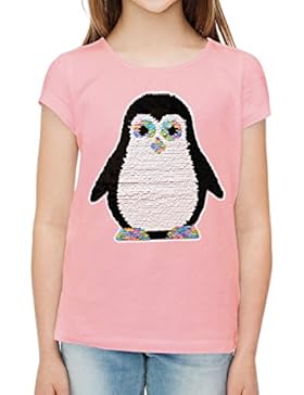 ZipZappa Pinguin Paillette T-Shirt für Mädchen Kurzarm-Top