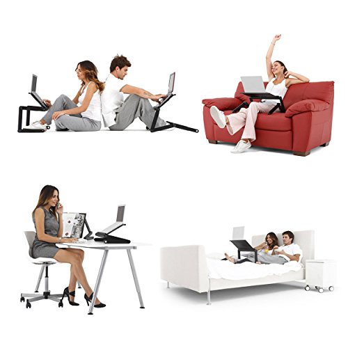 confronta il prezzo LifeBasis Tavolo per Laptop Regolabile, Lega di Alluminio Stand Vassoi da Colazione Ergonomico Stand Supporto per Portatile, Nero miglior prezzo