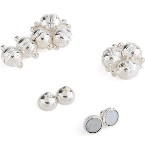Preisvergleich Produktbild 10X Magnet Verschluss Kettenverschluss 10mm Versilbert