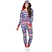Produktbild Weihnachten Jumpsuit Damen, Cooljun Kuscheliger Sweat Overall Ganzkörperanzug mit Renntier- Eiskristalle Motive Relaxen Chillen Hoodie Performance Anzug Overall (XX-Large, Blau)