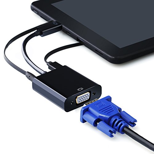 Full HD micro HDMI auf VGA Adapter inkl. Audio-Übertragung (Line out) | micro HDMI to VGA adapter incl. 3,5mm audio output | Adapter/Konverterkabel inkl. HDCP | 1080p Full HD / HDTV Unterstützung | digital zu analog | vergoldete Kontakte | schwarz - 3