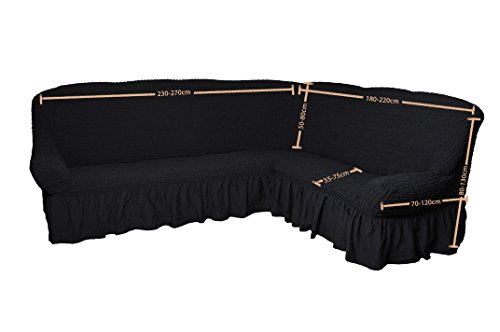 Bezug für Ecksofa 2er + 3er Eckcouch Sofabezug Husse in 7 Farben „bone Variante B“ - 2