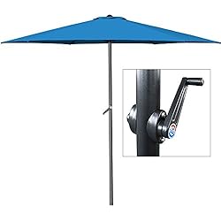 Deuba Parasol Bleu - Ø 300cm - avec manivelle - Jardin - Terrasse
